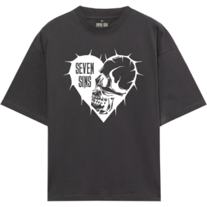 Skull Heart Faded Black T-Shirt Front