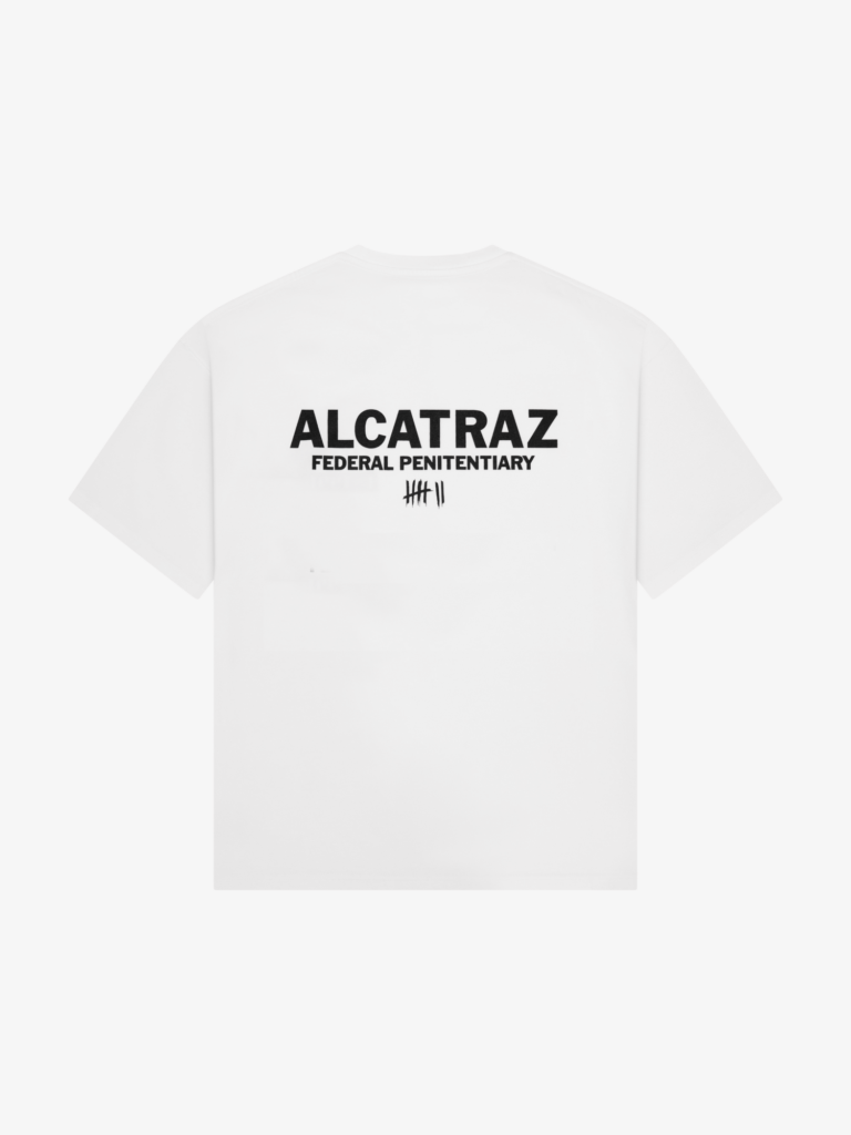 alcatraz white t-shirt back