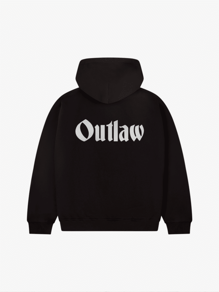 back of seven sins outlaw black hoodie flat