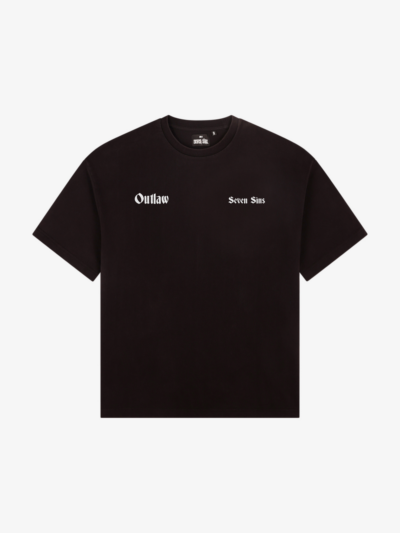 front of seven sins outlaw black t-shirt flat