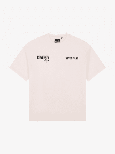 front of seven sins cowboy killer t-shirt white flat