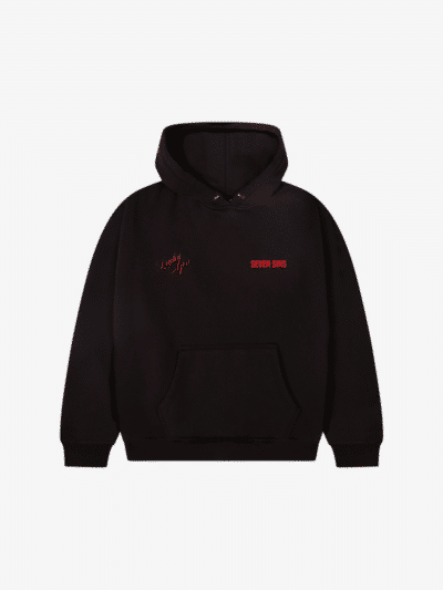 front of seven sins lucky you black hoodie flat