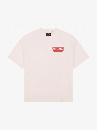 front of seven sins cigarette t-shirt white flat