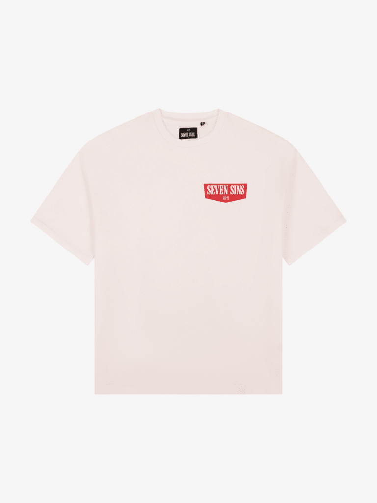 front of seven sins cigarette t-shirt white flat