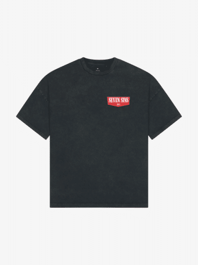 front of seven sins cigarette t-shirt vintage black flat